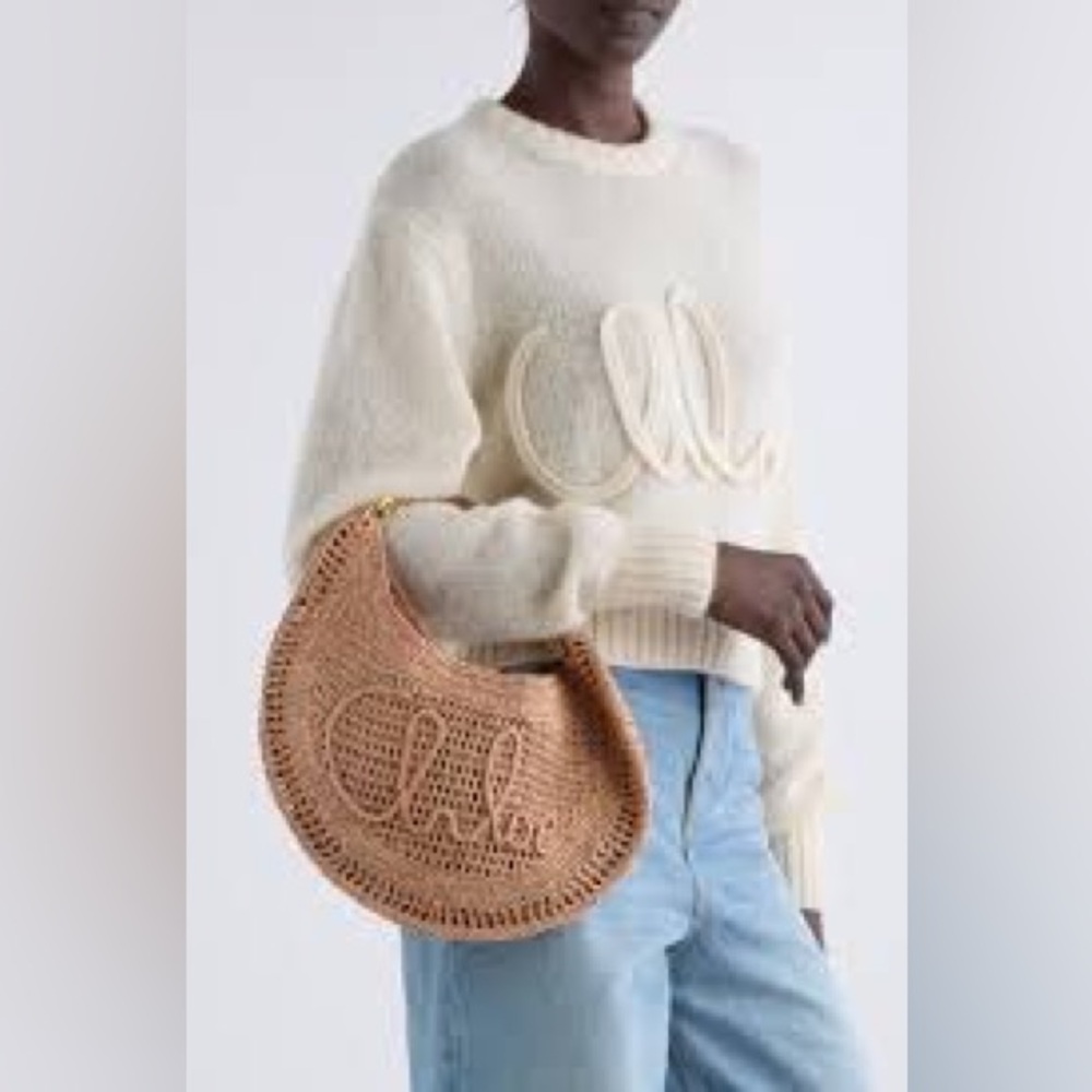 Chloe Summer Bandana Crochet Raffia Hobo Bag